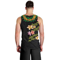 Hawaiian Lei Plumeria and Tropical Leaves Men Tank Top Watercolor Style