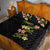 Hawaiian Lei Plumeria and Tropical Leaves Quilt Bed Set Watercolor Style
