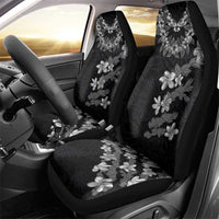 Hawaiian Lei Plumeria and Tropical Leaves Car Seat Cover Watercolor Style-Grayscale