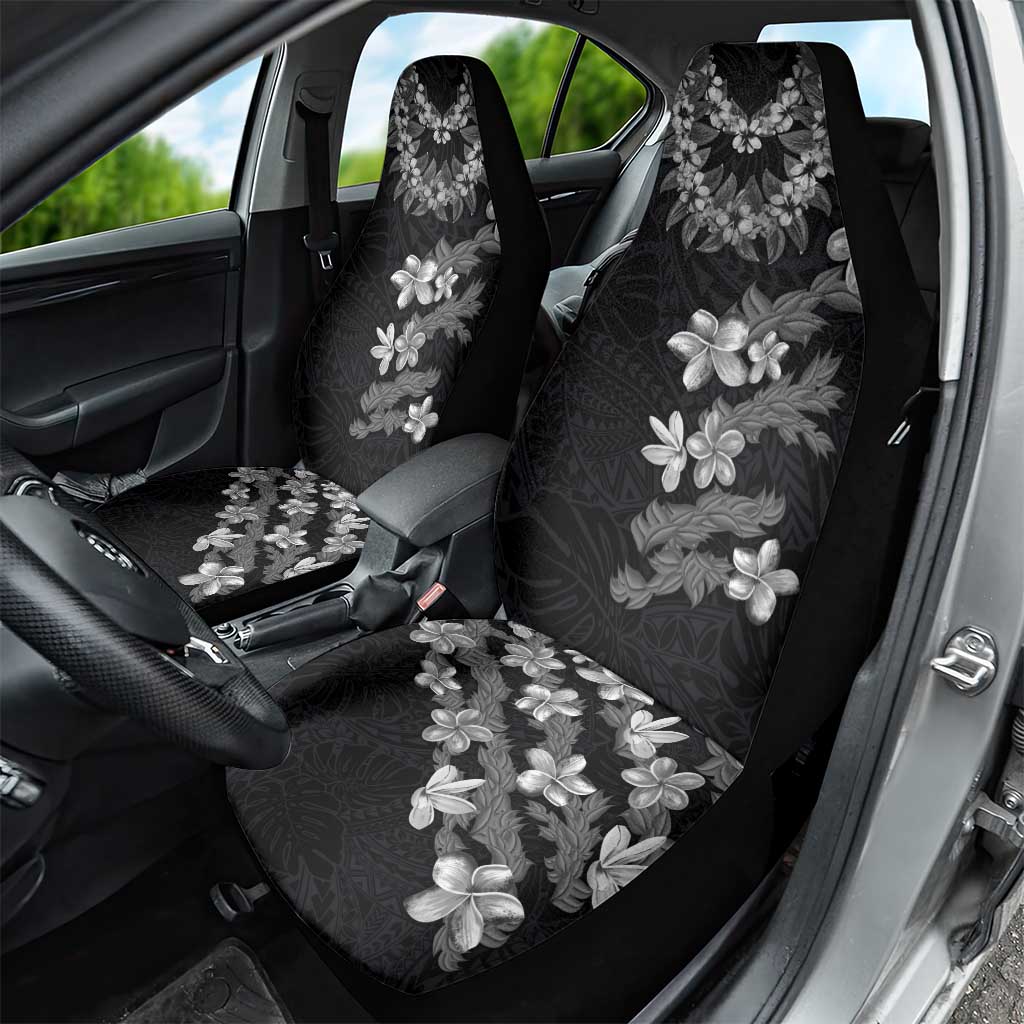 Hawaiian Lei Plumeria and Tropical Leaves Car Seat Cover Watercolor Style-Grayscale