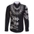 Hawaiian Lei Plumeria and Tropical Leaves Family Matching Long Sleeve Bodycon Dress and Hawaiian Shirt Watercolor Style-Grayscale