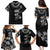 Hawaiian Lei Plumeria and Tropical Leaves Family Matching Puletasi and Hawaiian Shirt Watercolor Style-Grayscale