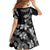 Hawaiian Lei Plumeria and Tropical Leaves Family Matching Short Sleeve Bodycon Dress and Hawaiian Shirt Watercolor Style-Grayscale