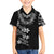 Hawaiian Lei Plumeria and Tropical Leaves Family Matching Short Sleeve Bodycon Dress and Hawaiian Shirt Watercolor Style-Grayscale