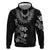 Hawaiian Lei Plumeria and Tropical Leaves Hoodie Watercolor Style-Grayscale