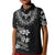 Hawaiian Lei Plumeria and Tropical Leaves Kid Polo Shirt Watercolor Style-Grayscale