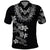 Hawaiian Lei Plumeria and Tropical Leaves Polo Shirt Watercolor Style-Grayscale