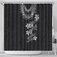Hawaiian Lei Plumeria and Tropical Leaves Shower Curtain Watercolor Style-Grayscale LT03 - Polynesian Pride