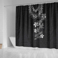Hawaiian Lei Plumeria and Tropical Leaves Shower Curtain Watercolor Style-Grayscale LT03 - Polynesian Pride