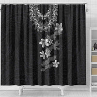 Hawaiian Lei Plumeria and Tropical Leaves Shower Curtain Watercolor Style-Grayscale LT03 - Polynesian Pride
