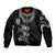 Hawaiian Lei Plumeria and Tropical Leaves Sleeve Zip Bomber Jacket Watercolor Style-Grayscale