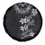 Hawaiian Lei Plumeria and Tropical Leaves Spare Tire Cover Watercolor Style-Grayscale