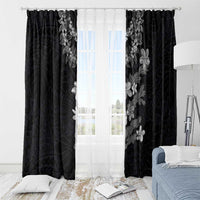 Hawaiian Lei Plumeria and Tropical Leaves Window Curtain Watercolor Style-Grayscale LT03 - Polynesian Pride