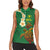Hawaii Turtle Plumeria Flower Women Sleeveless Polo Shirt Polynesian Pattern Green Color