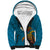 Hawaii Turtle Plumeria Flower Sherpa Hoodie Polynesian Pattern Blue Color