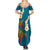 Hawaii Turtle Plumeria Flower Summer Maxi Dress Polynesian Pattern Blue Color