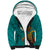 Hawaii Turtle Plumeria Flower Sherpa Hoodie Polynesian Pattern Turquoise Color