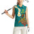 Hawaii Turtle Plumeria Flower Women Sleeveless Polo Shirt Polynesian Pattern Turquoise Color