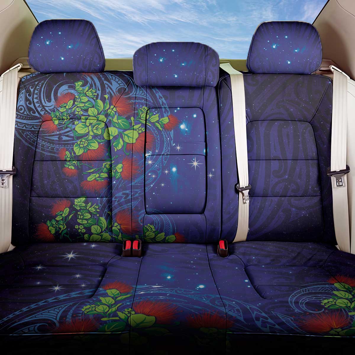 Matariki New Zealand Maori and Pohutukawa Back Car Seat Cover Galaxy Blue Sky Style