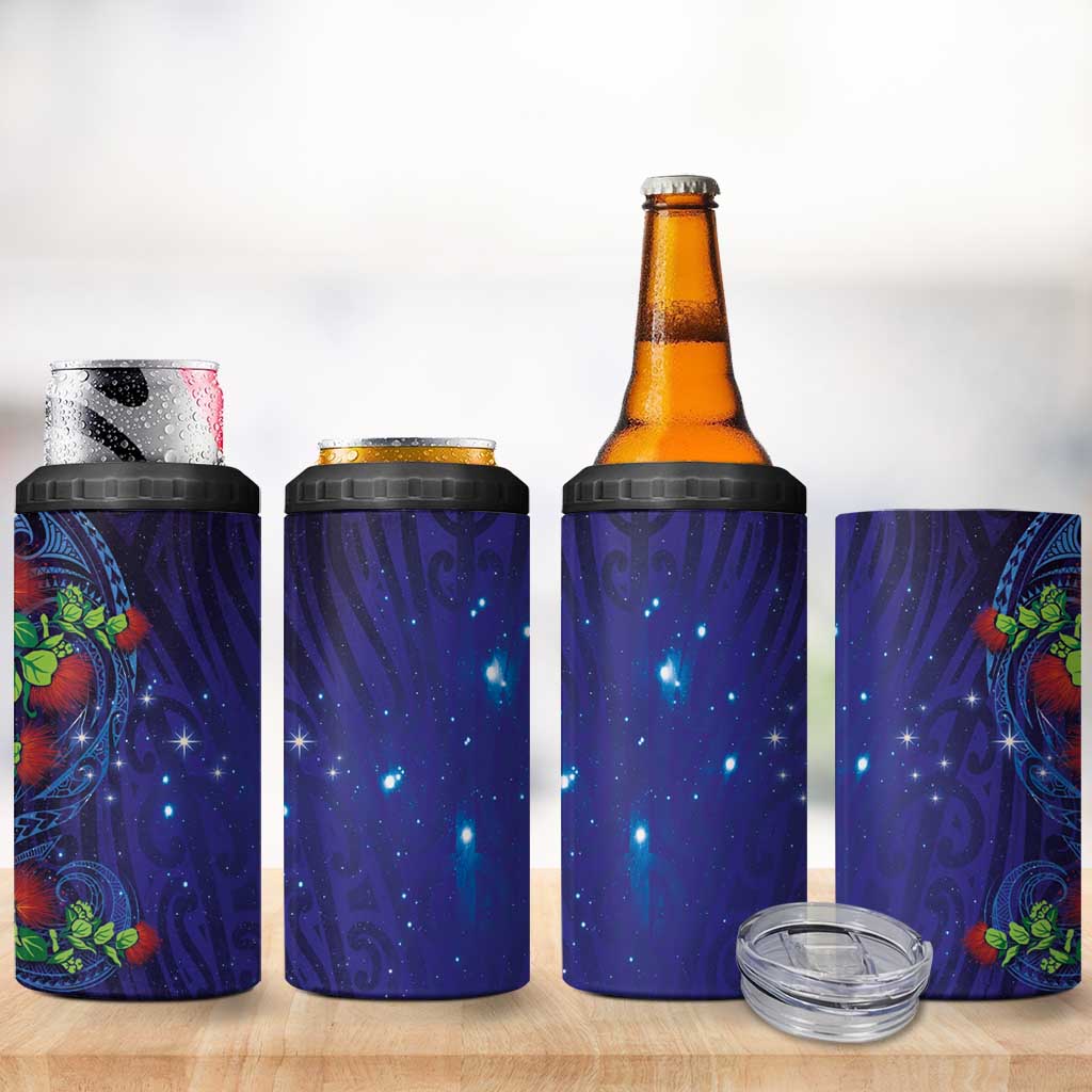 Matariki New Zealand Maori and Pohutukawa 4 in 1 Can Cooler Tumbler Galaxy Blue Sky Style