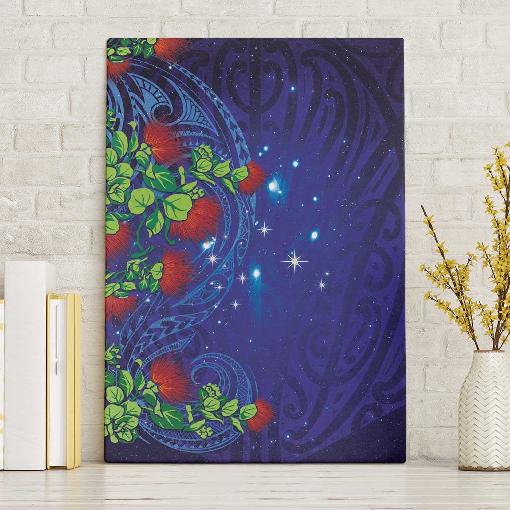 Matariki New Zealand Maori and Pohutukawa Canvas Wall Art Galaxy Blue Sky Style LT03 Without Frame Blue - Polynesian Pride