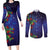 Matariki New Zealand Maori and Pohutukawa Couples Matching Long Sleeve Bodycon Dress and Long Sleeve Button Shirt Galaxy Blue Sky Style