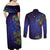 Matariki New Zealand Maori and Pohutukawa Couples Matching Off Shoulder Maxi Dress and Long Sleeve Button Shirt Galaxy Blue Sky Style