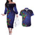 Matariki New Zealand Maori and Pohutukawa Couples Matching Off The Shoulder Long Sleeve Dress and Hawaiian Shirt Galaxy Blue Sky Style