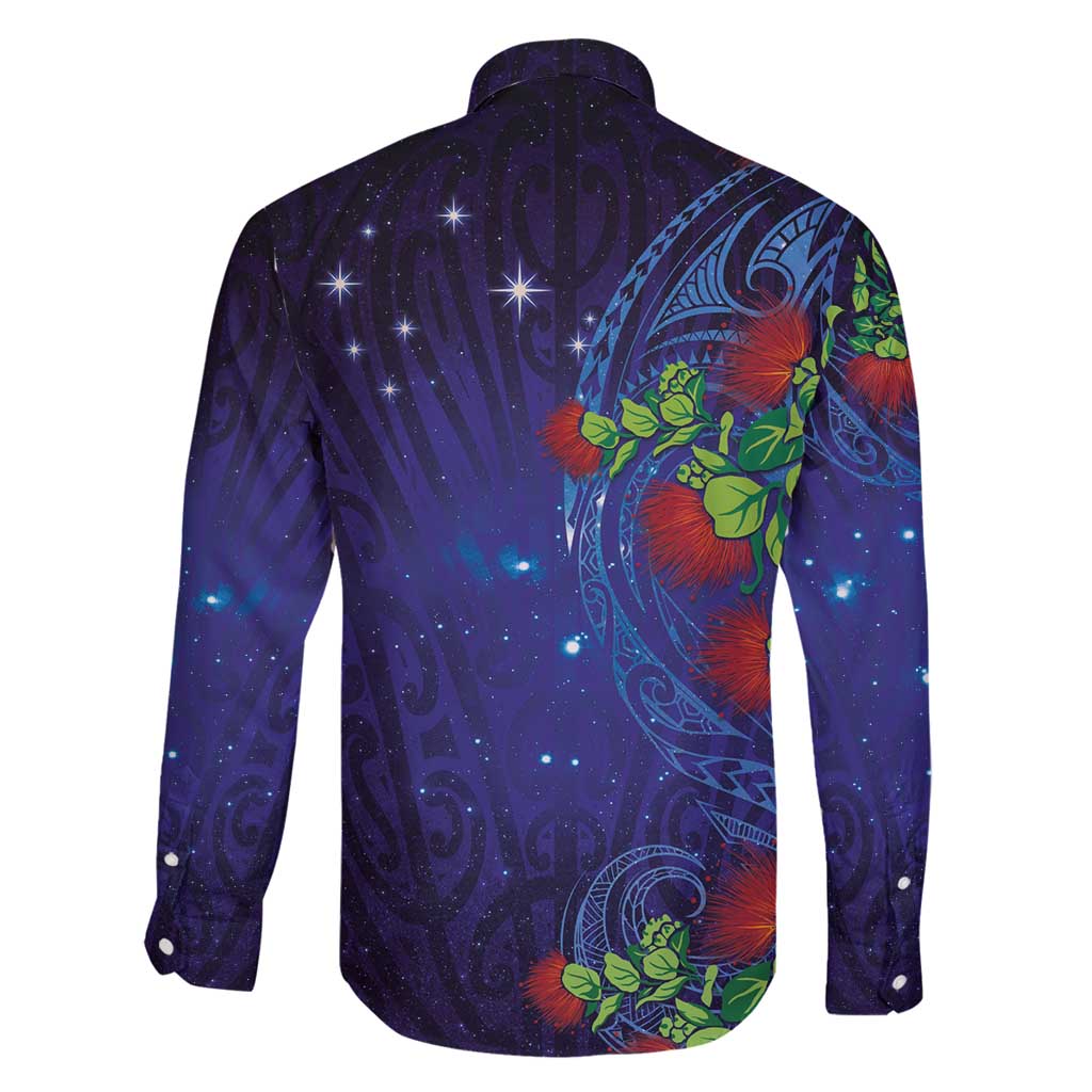 Matariki New Zealand Maori and Pohutukawa Family Matching Long Sleeve Bodycon Dress and Hawaiian Shirt Galaxy Blue Sky Style