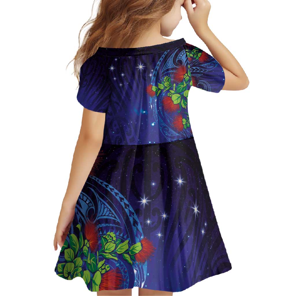 Matariki New Zealand Maori and Pohutukawa Family Matching Mermaid Dress and Hawaiian Shirt Galaxy Blue Sky Style