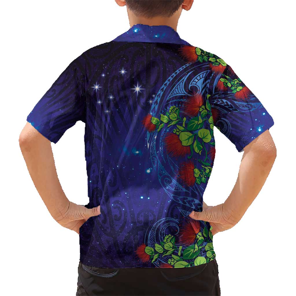 Matariki New Zealand Maori and Pohutukawa Kid Hawaiian Shirt Galaxy Blue Sky Style