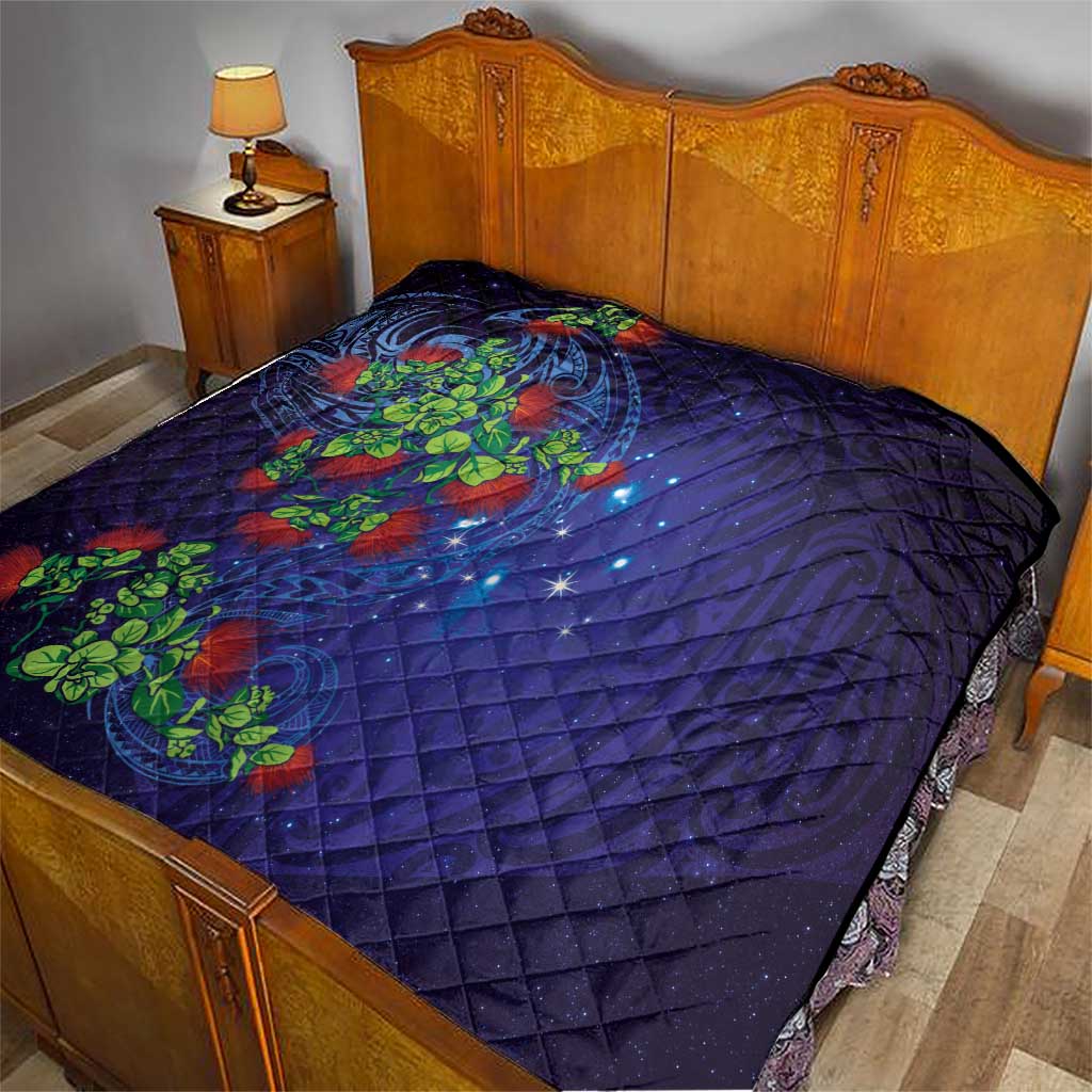 Matariki New Zealand Maori and Pohutukawa Quilt Galaxy Blue Sky Style