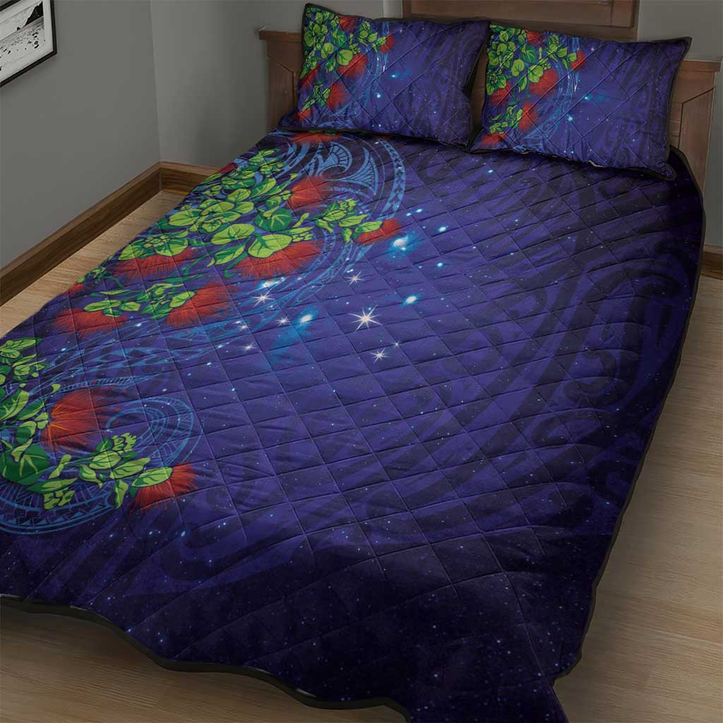 Matariki New Zealand Maori and Pohutukawa Quilt Bed Set Galaxy Blue Sky Style