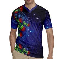 Matariki New Zealand Maori and Pohutukawa Rugby Jersey Galaxy Blue Sky Style