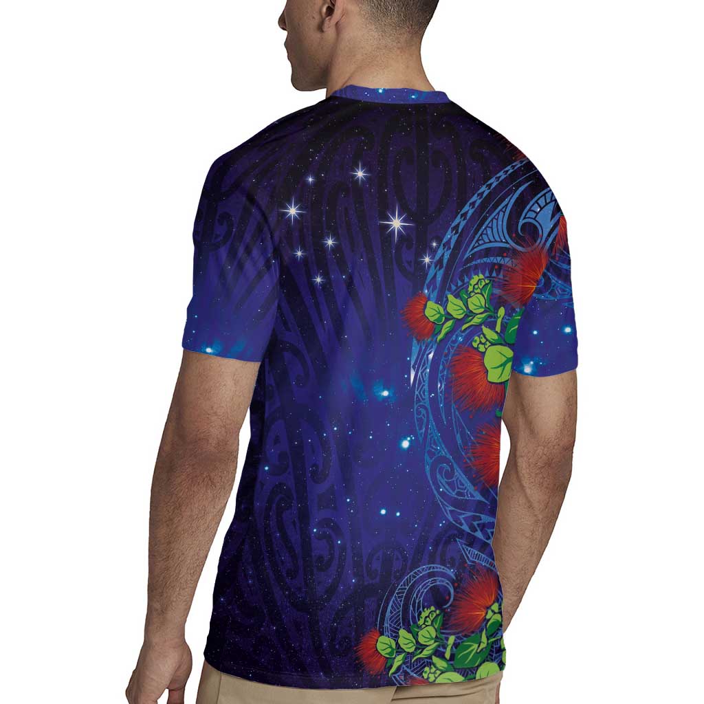 Matariki New Zealand Maori and Pohutukawa Rugby Jersey Galaxy Blue Sky Style