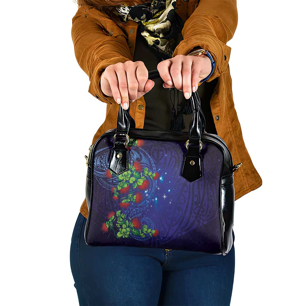 Matariki New Zealand Maori and Pohutukawa Shoulder Handbag Galaxy Blue Sky Style LT03 One Size Blue - Polynesian Pride