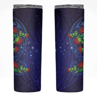 Matariki New Zealand Maori and Pohutukawa Skinny Tumbler Galaxy Blue Sky Style