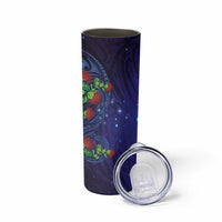 Matariki New Zealand Maori and Pohutukawa Skinny Tumbler Galaxy Blue Sky Style