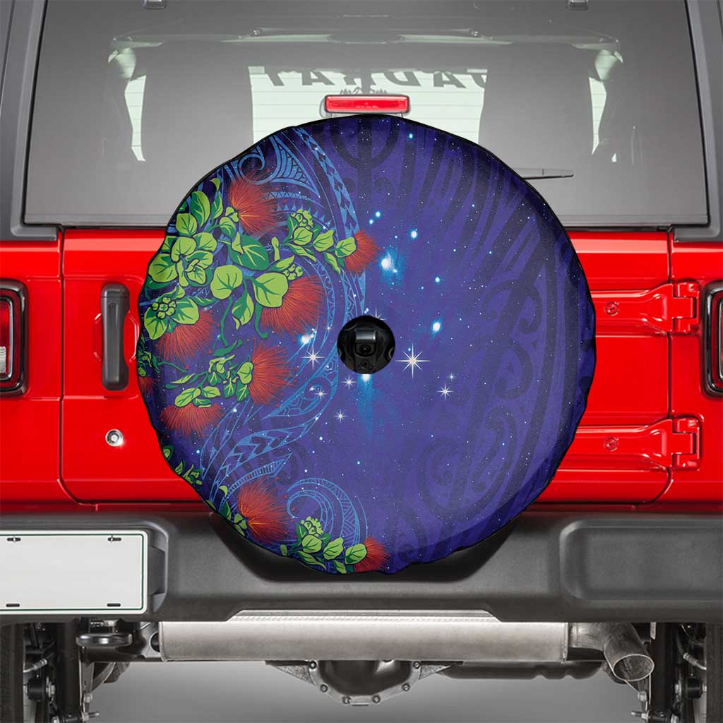 Matariki New Zealand Maori and Pohutukawa Spare Tire Cover Galaxy Blue Sky Style