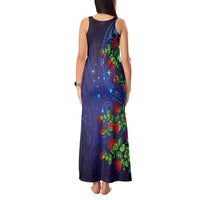 Matariki New Zealand Maori and Pohutukawa Tank Maxi Dress Galaxy Blue Sky Style
