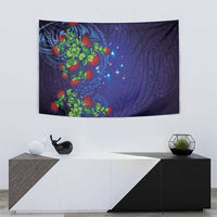 Matariki New Zealand Maori and Pohutukawa Tapestry Galaxy Blue Sky Style