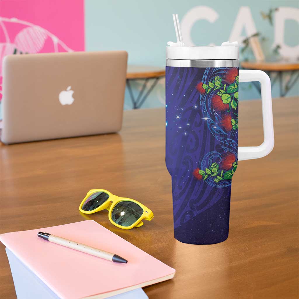 Matariki New Zealand Maori and Pohutukawa Tumbler With Handle Galaxy Blue Sky Style