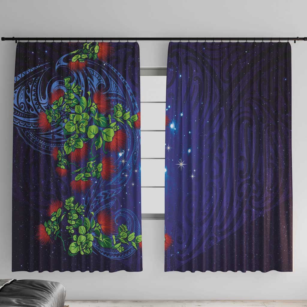 Matariki New Zealand Maori and Pohutukawa Window Curtain Galaxy Blue Sky Style