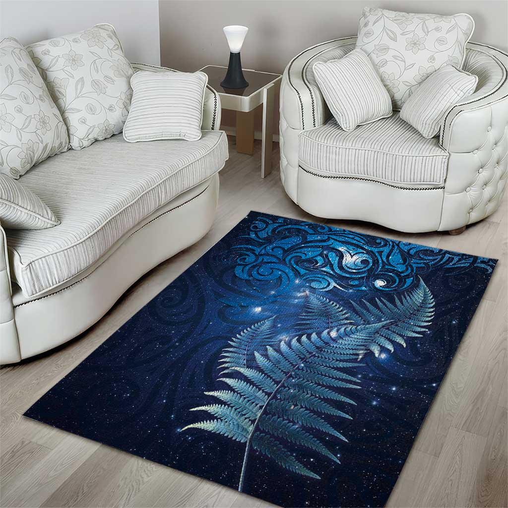 Matariki New Zealand Maori Silver Fern Area Rug Galaxy Blue Sky Style