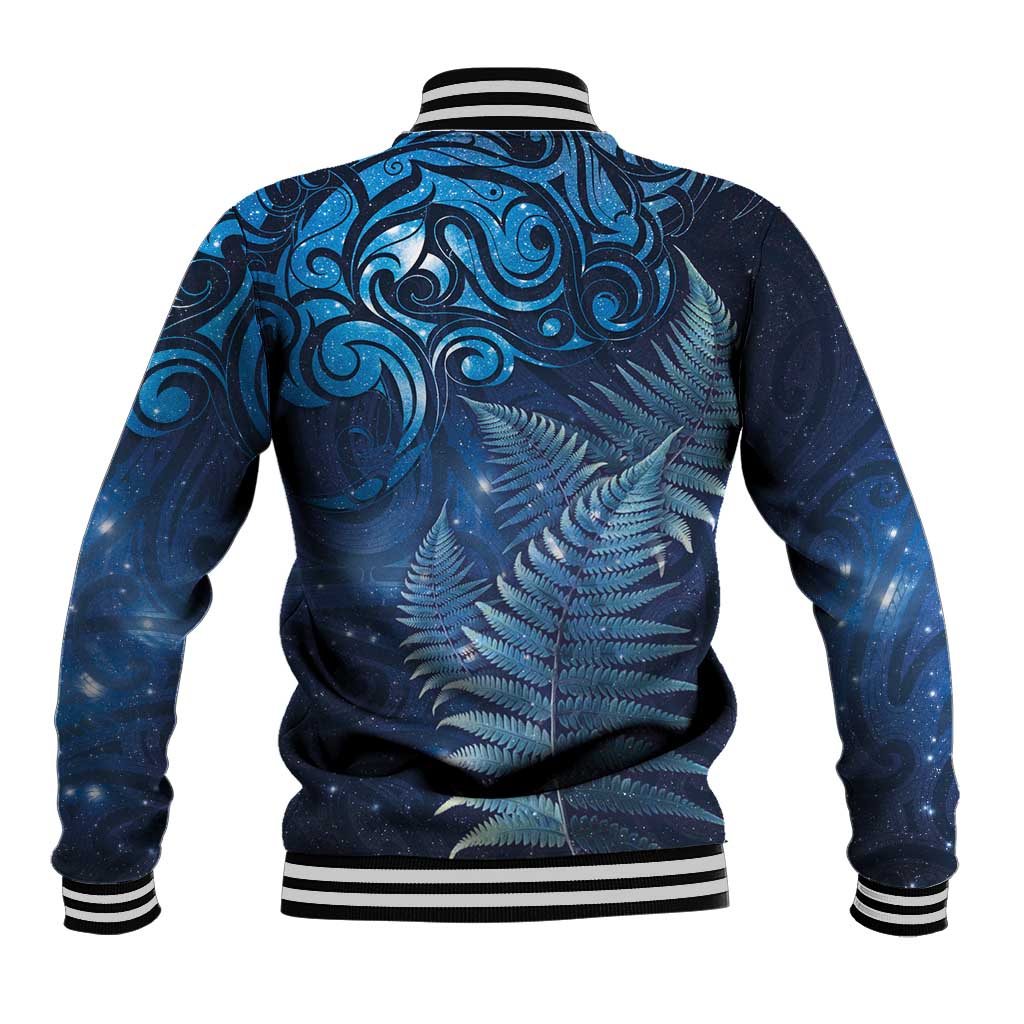 Matariki New Zealand Maori Silver Fern Baseball Jacket Galaxy Blue Sky Style