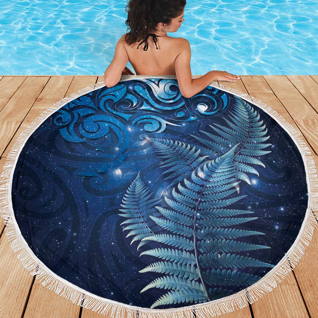 Matariki New Zealand Maori Silver Fern Beach Blanket Galaxy Blue Sky Style