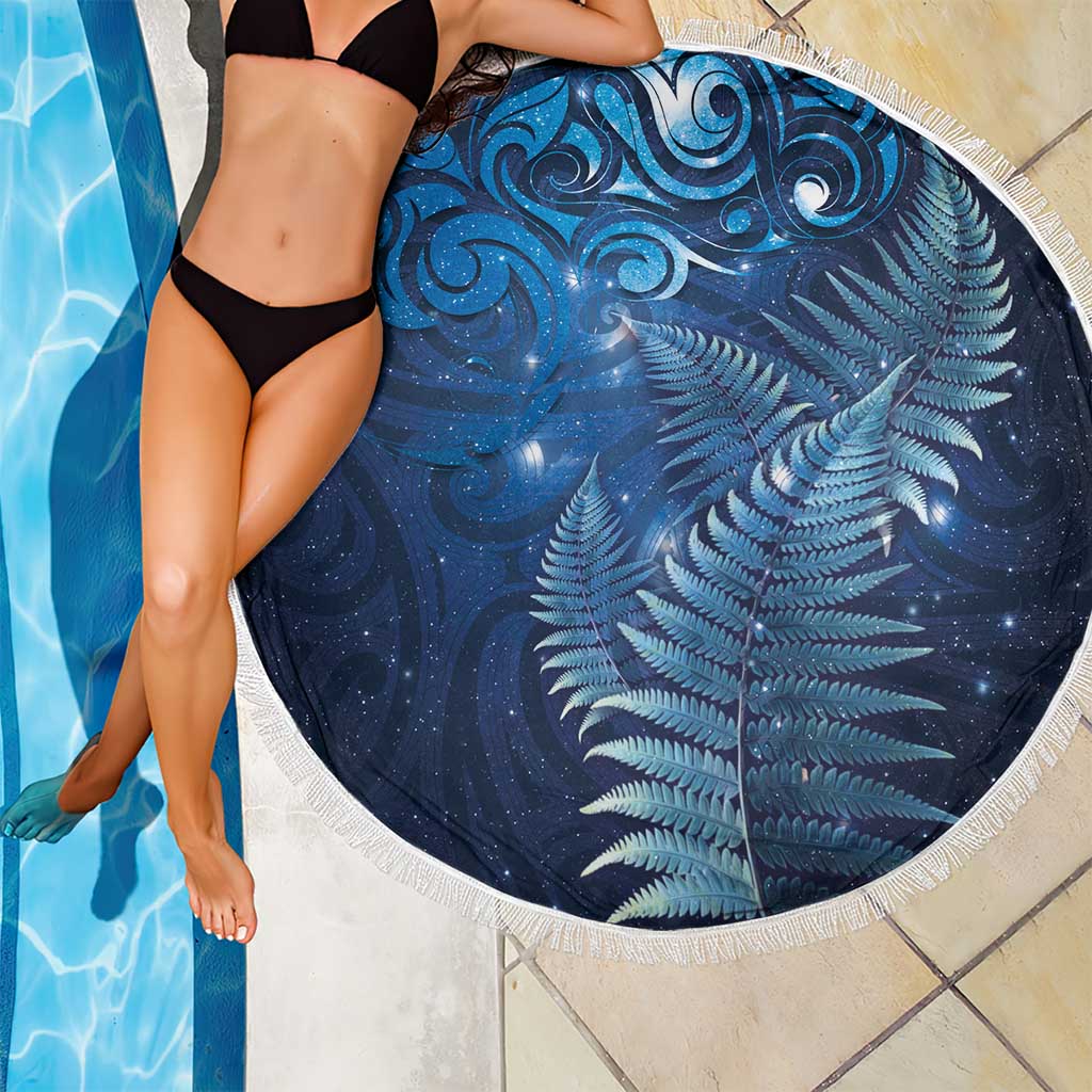 Matariki New Zealand Maori Silver Fern Beach Blanket Galaxy Blue Sky Style