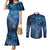 Matariki New Zealand Maori Silver Fern Couples Matching Mermaid Dress and Long Sleeve Button Shirt Galaxy Blue Sky Style