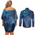 Matariki New Zealand Maori Silver Fern Couples Matching Off Shoulder Short Dress and Long Sleeve Button Shirt Galaxy Blue Sky Style