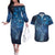 Matariki New Zealand Maori Silver Fern Couples Matching Off The Shoulder Long Sleeve Dress and Hawaiian Shirt Galaxy Blue Sky Style